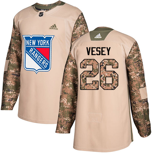 Adidas Rangers #26 Jimmy Vesey Camo Authentic Veterans Day Stitched Youth NHL Jersey - Click Image to Close
